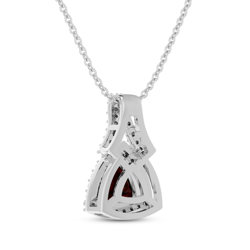 Main Image 3 of Trillion-Cut Garnet & White Lab-Created Sapphire Necklace Sterling Silver 18&quot;