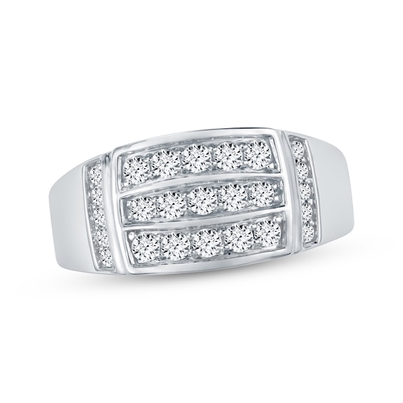 Men's Diamond Three-Row Fashion Ring 3/4 ct tw 10K White Gold