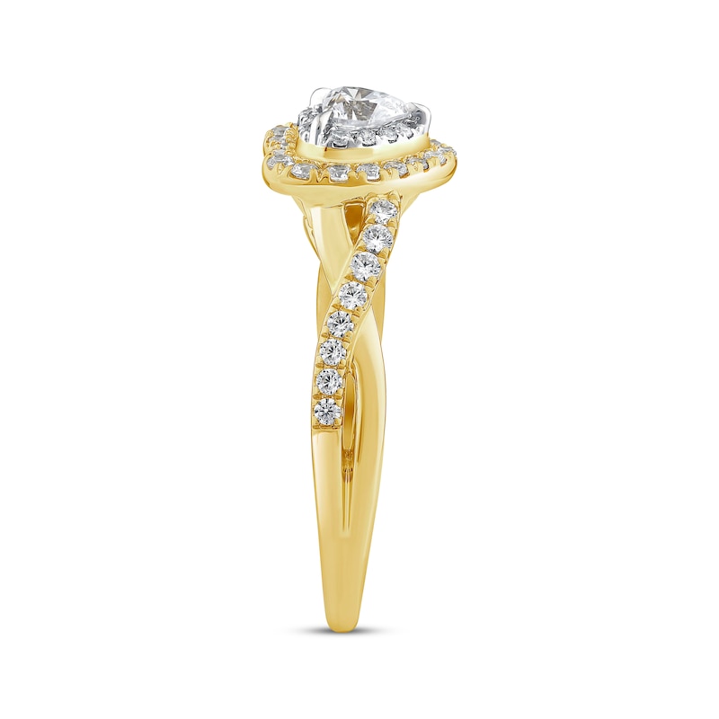 Main Image 2 of Heart-Shaped Diamond Halo Engagement Ring 5/8 ct tw 14K Yellow Gold