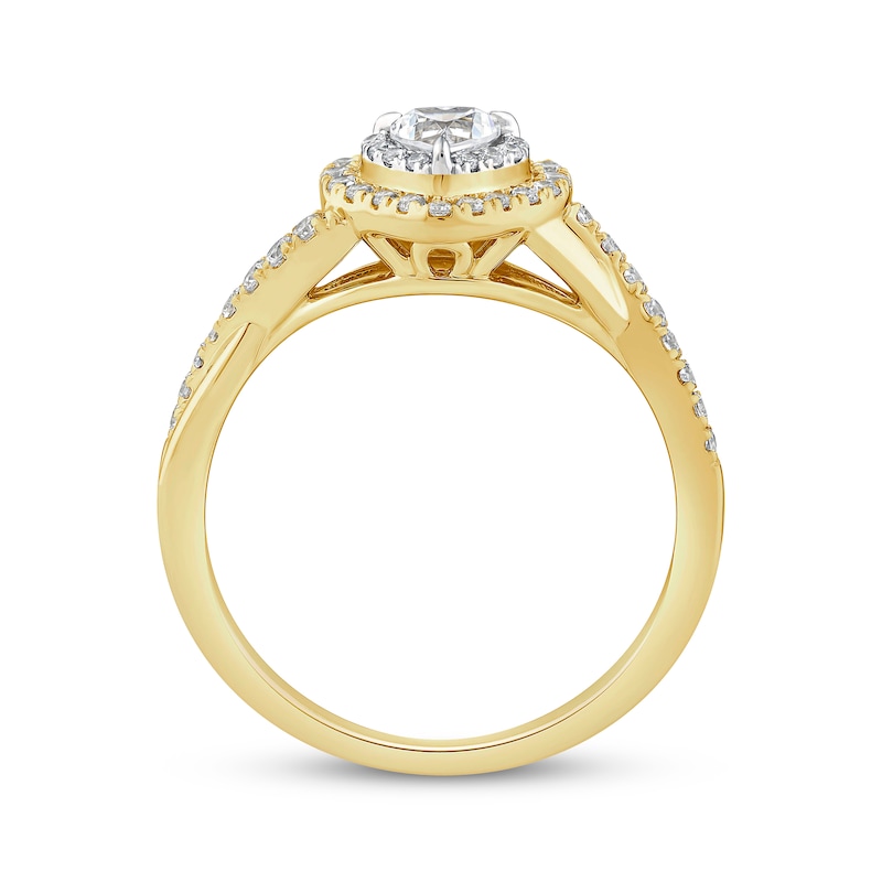 Main Image 3 of Heart-Shaped Diamond Halo Engagement Ring 5/8 ct tw 14K Yellow Gold