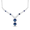 Thumbnail Image 1 of Our Story Together Blue & White Lab-Created Sapphire Chevron Necklace 10K White Gold 18&quot;