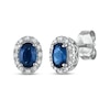 Thumbnail Image 1 of Oval-Cut Natural Blue Sapphire & Diamond Stud Earrings 1/10 ct tw 14K White Gold