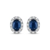 Thumbnail Image 2 of Oval-Cut Natural Blue Sapphire & Diamond Stud Earrings 1/10 ct tw 14K White Gold