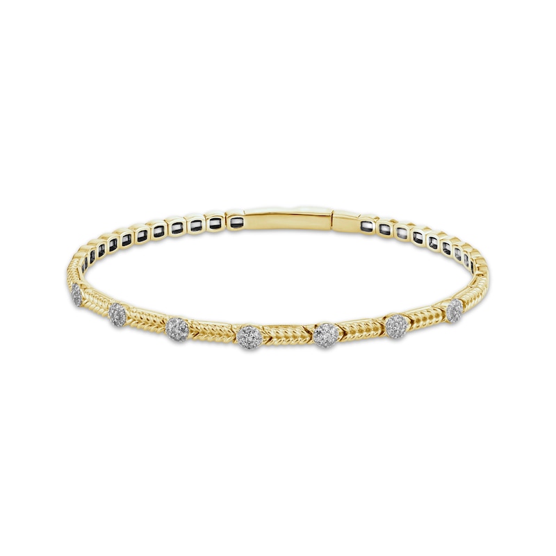 Main Image 1 of Threads of Love Multi-Diamond Twist Flex Bangle 1/3 ct tw 10K Yellow Gold