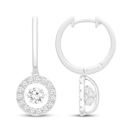 Unstoppable Love Diamond Dangle Hoop Earrings 1-1/2 ct tw 14K White Gold