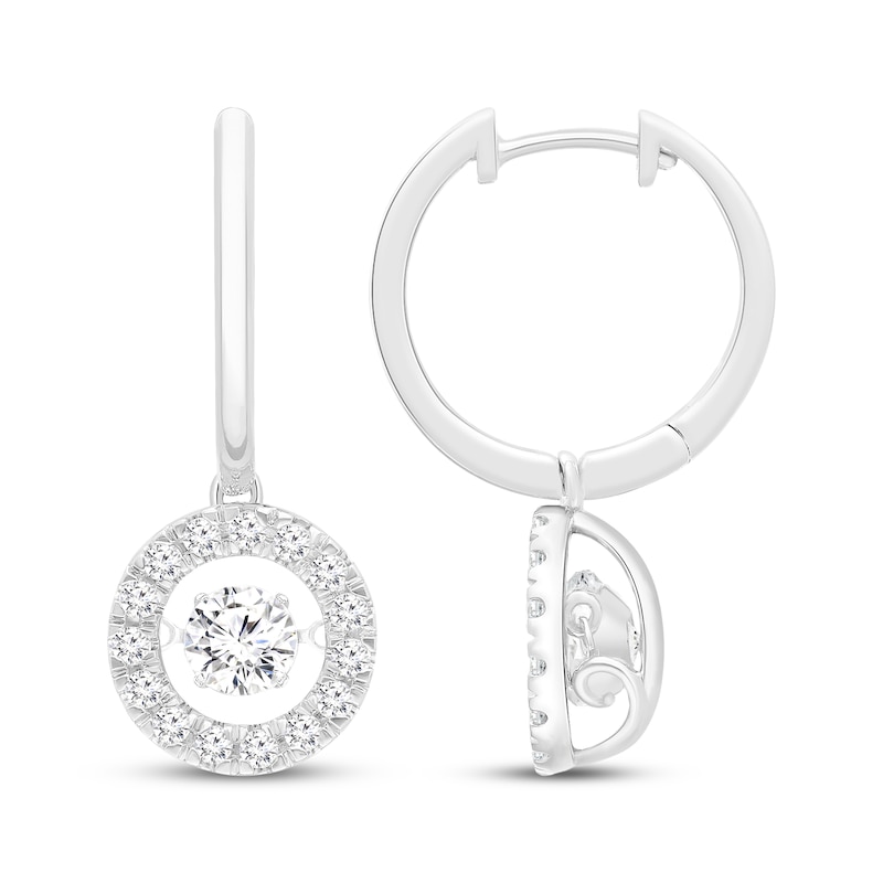 Main Image 1 of Unstoppable Love Diamond Dangle Hoop Earrings 1-1/2 ct tw 14K White Gold