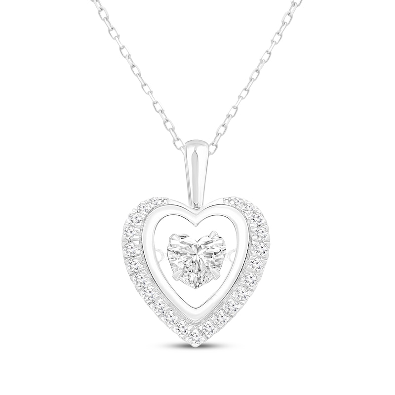 Main Image 1 of Unstoppable Love Heart-Shaped Lab-Grown Diamond Necklace 1/2 ct tw 14K White Gold 18&quot;