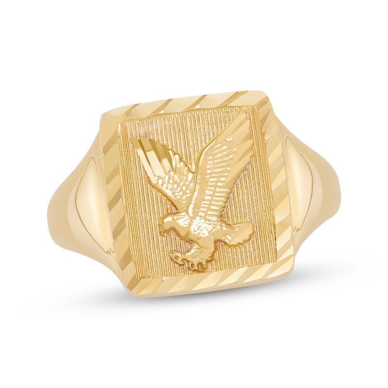 Main Image 1 of Men's Textured Eagle Ring 10K Yellow Gold