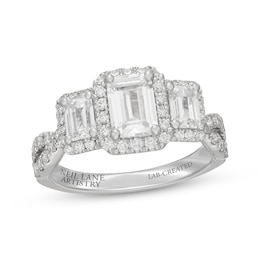 Neil Lane Artistry Emerald-Cut Lab-Grown Diamond Three-Stone Engagement Ring 2-1/3 ct tw 14K White Gold