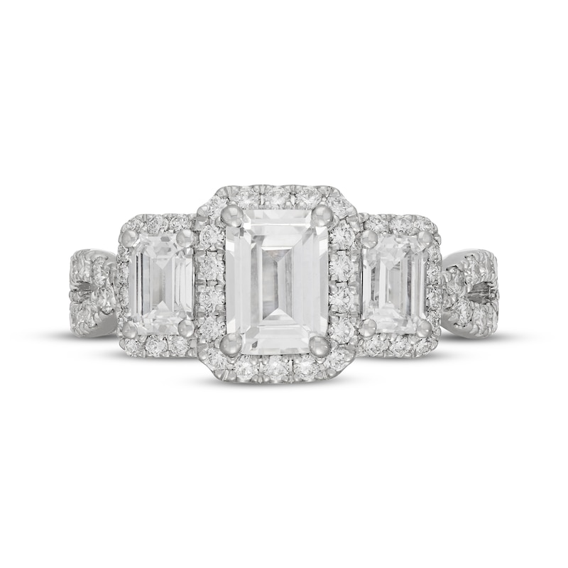 Main Image 3 of Neil Lane Artistry Emerald-Cut Lab-Grown Diamond Three-Stone Engagement Ring 2-1/3 ct tw 14K White Gold