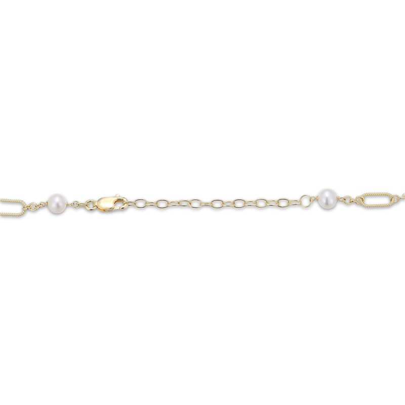 Main Image 3 of Cultured Pearl Link Necklace 18K Yellow Gold-Plated Sterling Silver 18&quot;