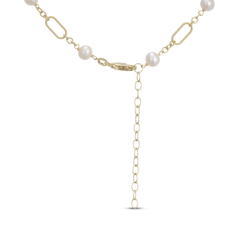 Main Image 4 of Cultured Pearl Link Necklace 18K Yellow Gold-Plated Sterling Silver 18&quot;