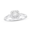 Thumbnail Image 1 of Round-Cut Diamond Cushion Halo Engagement Ring 1/4 ct tw 10K White Gold