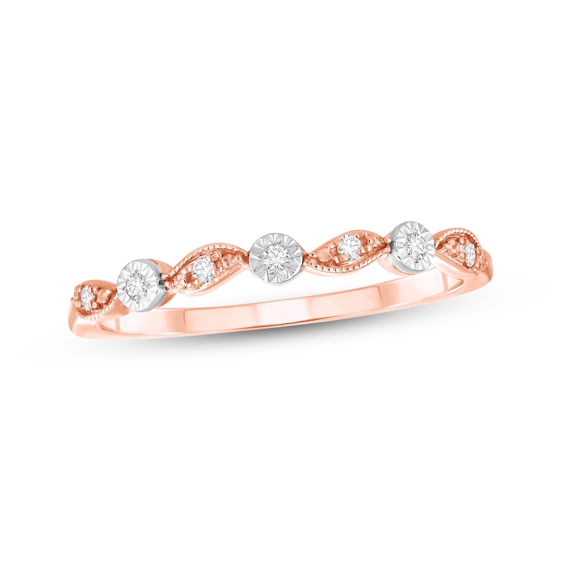 Main Image 1 of Diamond Milgrain Anniversary Ring 1/20 ct tw 10K Rose Gold