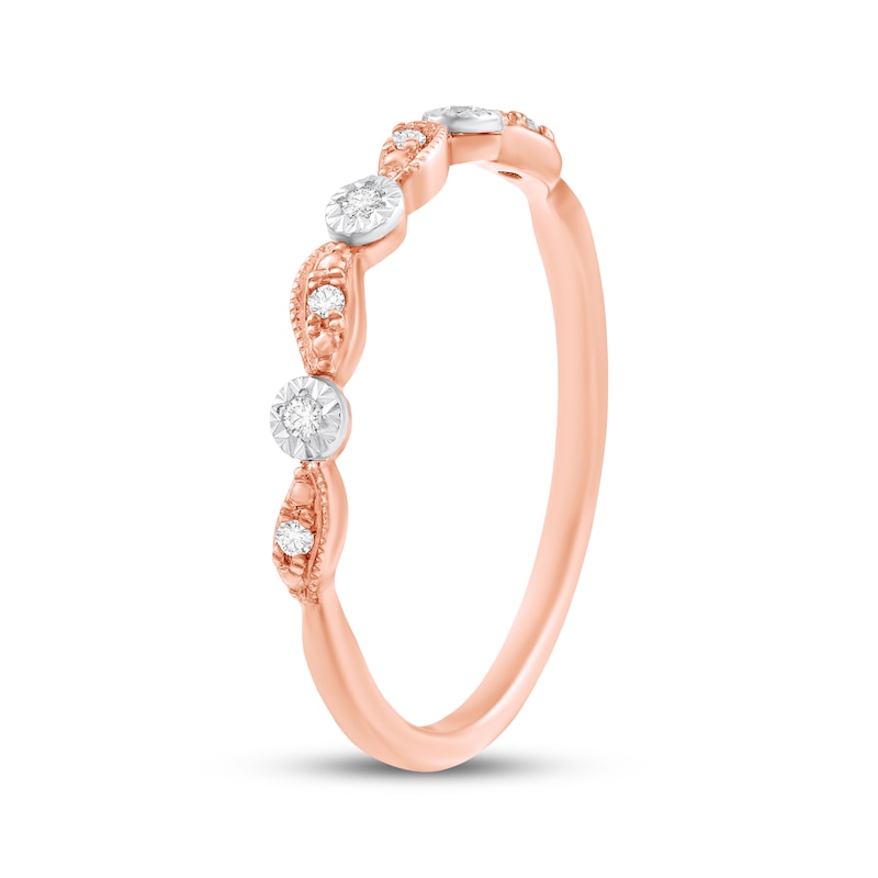 Main Image 2 of Diamond Milgrain Anniversary Ring 1/20 ct tw 10K Rose Gold