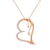 Thumbnail Image 1 of Diamond & Pink Sapphire Tilted Heart Leaf Necklace 1/8 ct tw 10K Rose Gold 18&quot;