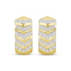 Thumbnail Image 2 of Men's Round & Baguette-Cut Diamond Chevron Huggie Hoop Earrings 1/2 ct tw 10K Yellow Gold