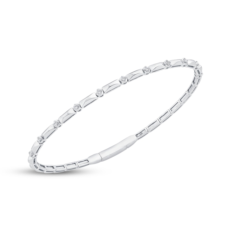 Main Image 2 of Diamond & Bar Link Flex Bangle Bracelet 1/5 ct tw Sterling Silver 7&quot;