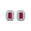 Thumbnail Image 2 of Men's Emerald-Cut Ruby & Diamond Frame Stud Earrings 1/5 ct tw 10K White Gold