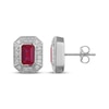 Thumbnail Image 3 of Men's Emerald-Cut Ruby & Diamond Frame Stud Earrings 1/5 ct tw 10K White Gold