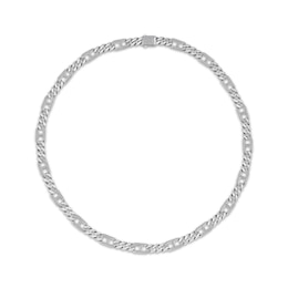 Men's Diamond Mariner & Cuban Curb Link Necklace 1-1/2 ct tw Sterling Silver 22&quot;