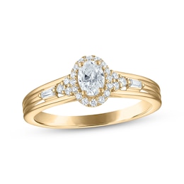 Oval-Cut Diamond Halo Engagement Ring 1/2 ct tw 14K Yellow Gold