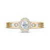 Thumbnail Image 3 of Oval-Cut Diamond Halo Engagement Ring 1/2 ct tw 14K Yellow Gold