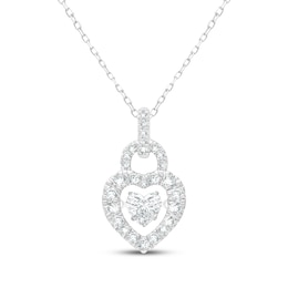 Unstoppable Love Heart-Shaped Lab-Grown Diamond Lock Necklace 1-1/2 ct tw 10K White Gold 18&quot;