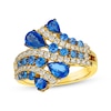 Thumbnail Image 1 of Le Vian Denim Ombré Sapphire Bypass Ring 1/2 ct tw Diamonds 14K Honey Gold