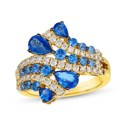 Le Vian Denim Ombré Sapphire Bypass Ring 1/2 ct tw Diamonds 14K Honey Gold