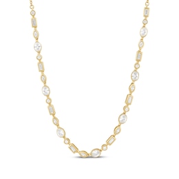 Lab-Grown Diamonds by KAY Oval, Marquise, Baguette & Round-Cut Necklace 1-1/2 ct tw 14K Yellow Gold