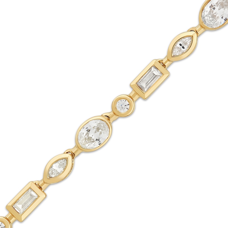 Main Image 2 of Lab-Grown Diamonds by KAY Oval, Marquise, Baguette & Round-Cut Necklace 1-1/2 ct tw 14K Yellow Gold