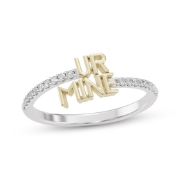 Diamond &quot;UR MINE&quot; Bypass Ring 1/10 ct tw 14K Yellow Gold-Plated Sterling Silver