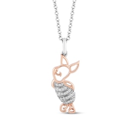 Disney Treasures Winnie the Pooh &quot;Piglet&quot; Diamond 1/20 ct tw Sterling Silver & 10K Rose Gold 19&quot;