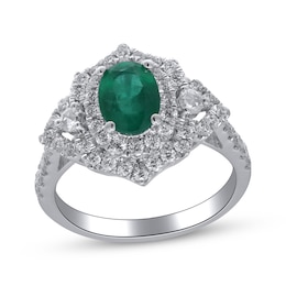 Cirari Couture Oval-Cut Natural Emerald & Diamond Ring 3/4 ct tw 14K White Gold