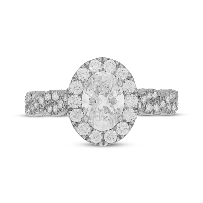 Neil Lane Artistry Oval-Cut Lab-Created Diamond Halo Twist Engagement Ring 1-3/4 ct tw 14K White Gold