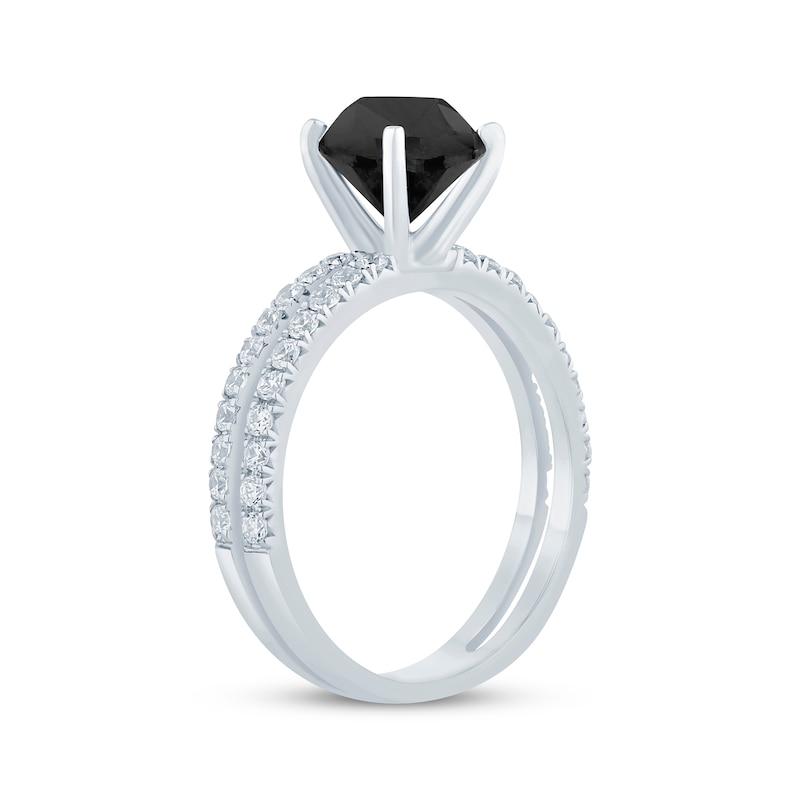 Round-Cut Black & White Diamond Engagement Ring 2-3/8 ct tw 14K White Gold