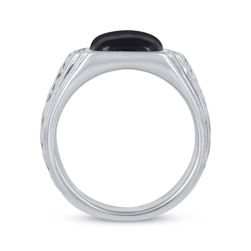 Men's Black Onyx & Diamond Signet Ring 1/10 ct tw Sterling Silver