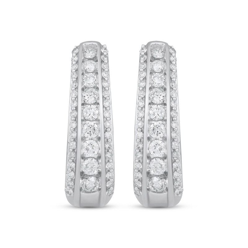 Main Image 2 of Diamond Three-Row Tapered Hoop Earrings 1 ct tw 10K White Gold