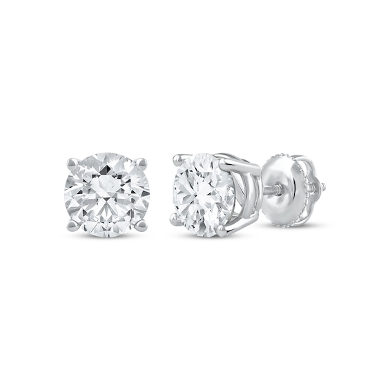 Lab-Created Diamonds by KAY Round-Cut Solitaire Stud Earrings 2 ct tw 14K White Gold (I/SI2)