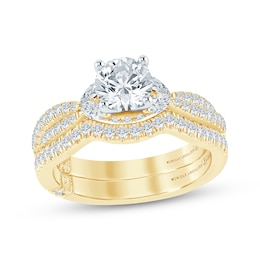 Monique Lhuillier Bliss Round-Cut Lab-Grown Diamond Bridal Set 2-1/5 ct tw 18K Yellow Gold