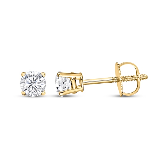 Certified Diamond Solitaire Stud Earrings 1/2 ct tw 14K Yellow Gold J/I1