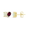 Thumbnail Image 3 of Toi et Moi Oval-Cut Opal & Pear-Shaped Rhodolite Garnet Earrings 10K Yellow Gold