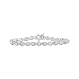 Diamond Teardrop Link Bracelet 1/4 ct tw Sterling Silver 7&quot;