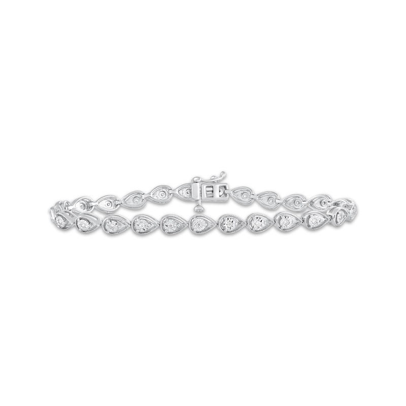 Main Image 1 of Diamond Teardrop Link Bracelet 1/4 ct tw Sterling Silver 7&quot;