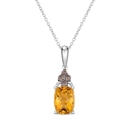 Le Vian Venetian Mosaic Cushion-Cut Citrine Necklace 1/20 ct tw Diamonds 14K Vanilla Gold 20&quot;