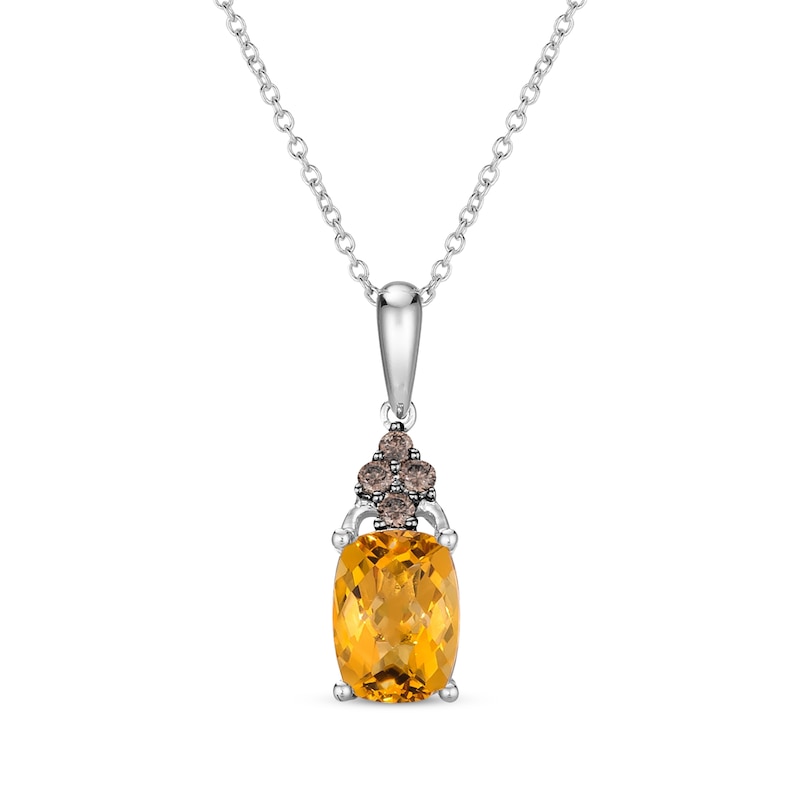 Main Image 1 of Le Vian Venetian Mosaic Cushion-Cut Citrine Necklace 1/20 ct tw Diamonds 14K Vanilla Gold 20&quot;