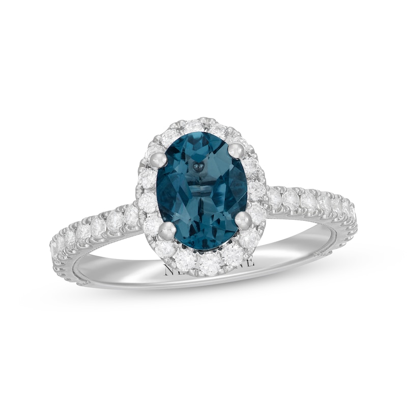 Main Image 1 of Neil Lane Oval-Cut London Blue Topaz & Diamond Engagement Ring 5/8 ct tw 14K White Gold