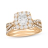 Thumbnail Image 1 of Neil Lane Artistry Cushion-Cut Lab-Grown Diamond Halo Bridal Set 2 ct tw 14K Yellow Gold