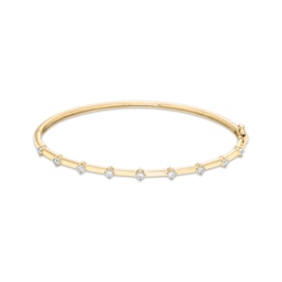 Diamond Station Bangle Bracelet 1/6 ct tw 10K Yellow Gold